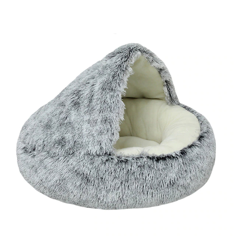 "2-in-1 Plush Round Pet Bed for Small Dogs and Cats - Cozy Nest for Warming Sleep"